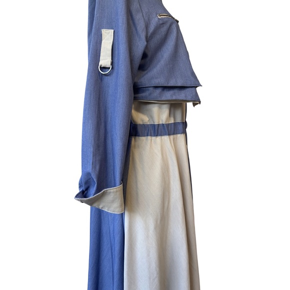 JUMP EUC Lightweight Blue Denim and Creamy Gray Utility Style Colorblock Dress - Picture 6 of 12